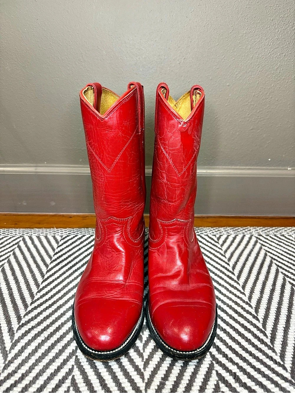 Cowtown Justin Classic Roper Boots L3055 Red Leather Western Boots